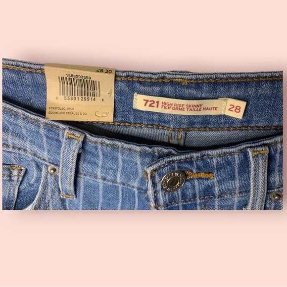 NWT Levi’s 721 Pinstriped High-Rise Sculpt Skinny Jeans, Size  28 W 30 L - Picture 3 of 6